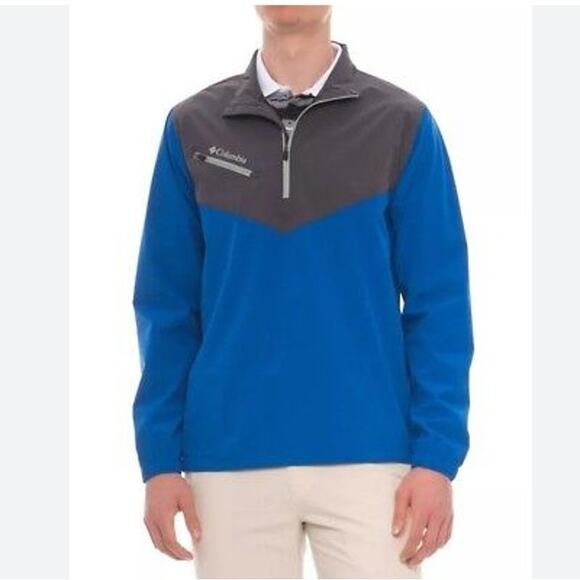 Columbia Mens 1/4 Zip Jacket Size 2XL Wicked Shot Golf Blue Gray Windbreaker - Picture 1 of 9